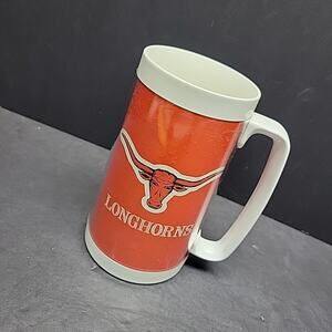 Vintage Texas Longhorns NCAA Thermo-Serv Plastic Insulated Mug/Cup 16 oz. Rare